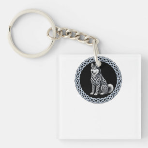 Porte-clefs Art de chien Husky Sibérien Nœud Celtique
