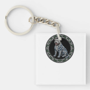 Porte-clefs Art de chien Pit Bull en nœud celtique