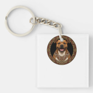 Porte-clefs Art de chien Pit Bull en nœud celtique