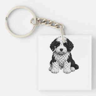 Porte-clefs Art de chien Sheepadoodle Nœud Celtique