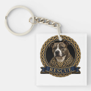 Porte-clefs Art de chien Staffy au nœud celtique