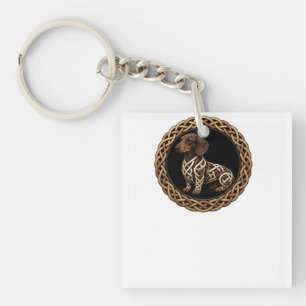 Porte-clefs Art de chien teckel Nœud celtique