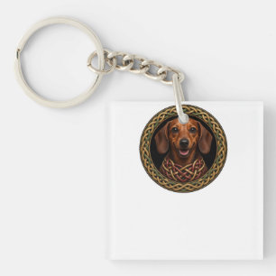 Porte-clefs Art de chien teckel Nœud celtique