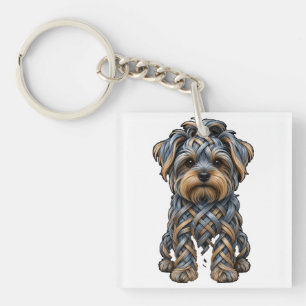 Porte-clefs Art de chien Yorkiepoo en nœud celtique