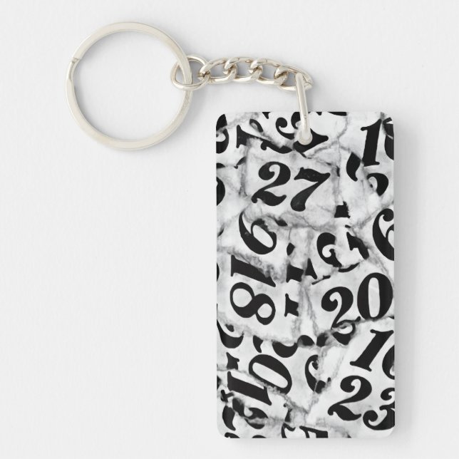 Porte-clefs Art de collage de chiffres en papier déchiré  (Devant)