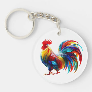 Porte-clefs Art de Coq Coloré Vibrant
