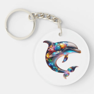 Porte-clefs Art de dauphin en verre mignon