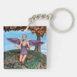 Porte-clefs Art de fantaisie d'ange priant violet Automne