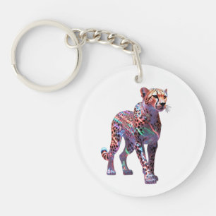 Porte-clefs Art de guépard en verre néon – Ani de vitesse éner