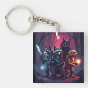Porte-clefs Art de guerrier animal de la forêt mystique