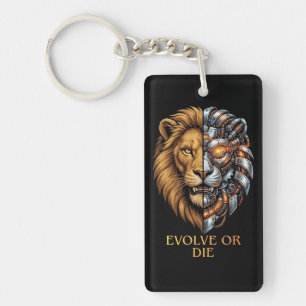 Porte-clefs Art de gym motivant Lion Cyborg Évoluer ou Mourir