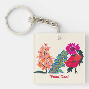 Porte-clefs Art de jardin floral bohème maximaliste vibrant