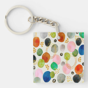 Porte-clefs Art de la Parties scintillant d'or de galets Abstr