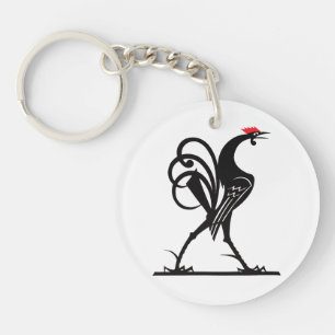 Porte-clefs Art de la silhouette de coq abstrait