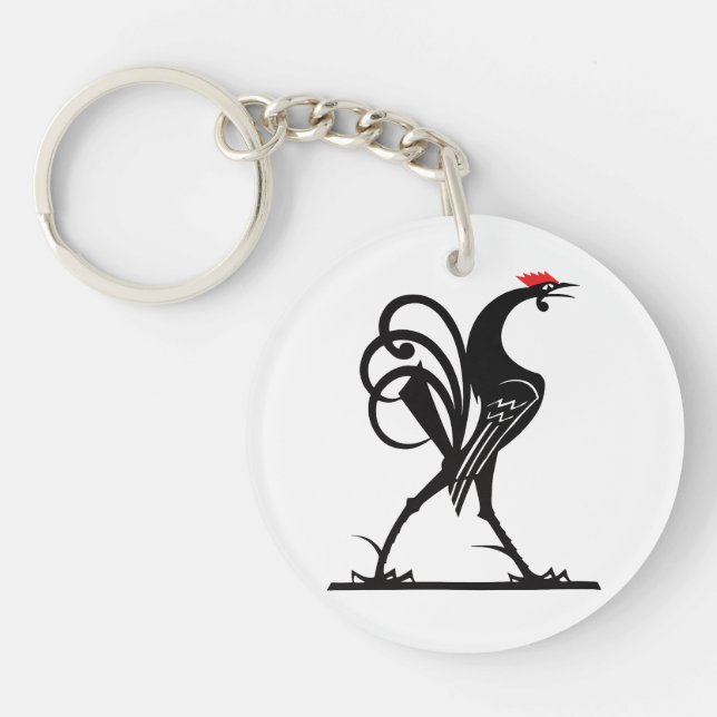 Porte-clefs Art de la silhouette de coq abstrait (Devant)