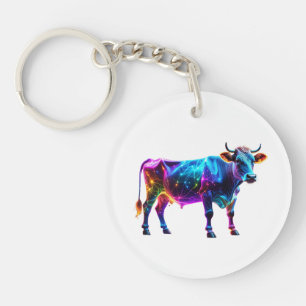 Porte-clefs Art de la vache néon coloré - Vache brillante vibr