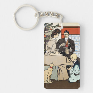Porte-clefs Art de l'appareil photo antique de Noël victorien
