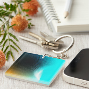 Porte-clefs Art de maille abstraite à dégradé orange turquoise