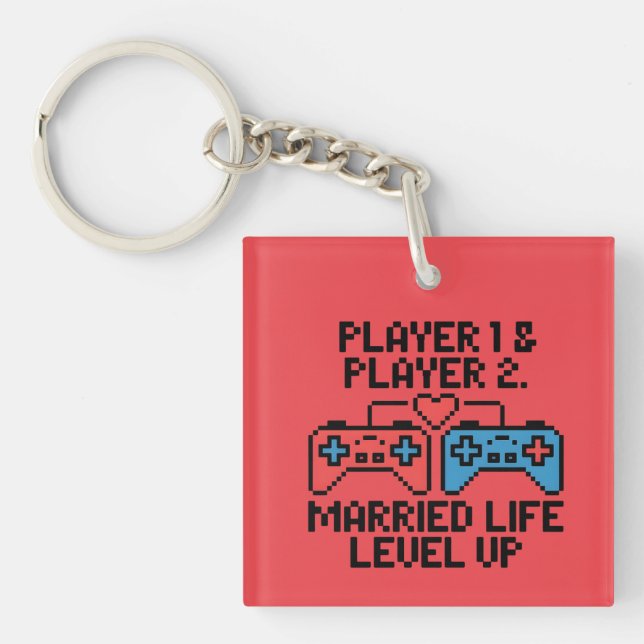 Porte-clefs Art de mariage Pixel Gamer (Devant)