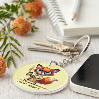 Porte-clefs Art de mot de café drôle personnalisable renard