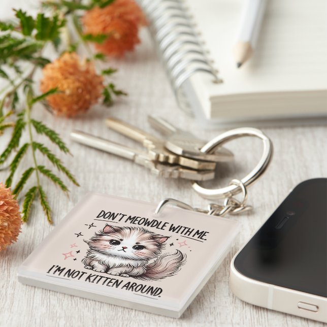 Porte-clefs Art de mots de chaton de sarcasme drôle (Devant Droit)