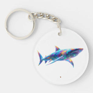 Porte-clefs Art de requin lumineux coloré – Animal néon de l'o