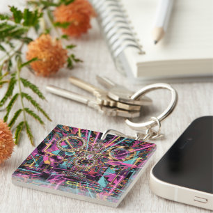 Porte-clefs Art de salon de luxe néon psychédélique