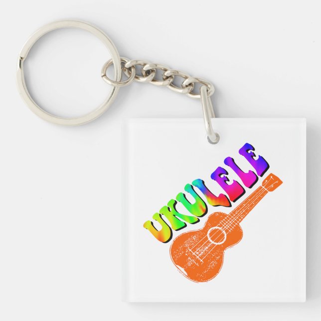 Porte-clefs Art de texte groovy Tie Dye Ukulele (Devant)