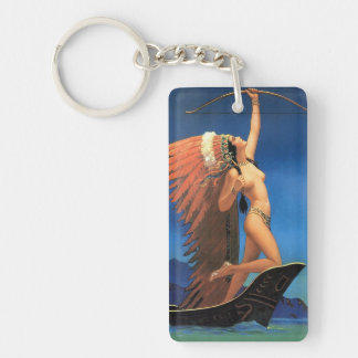 Porte-clefs Art Déco Pin up fille ☆ art VintageKeychain