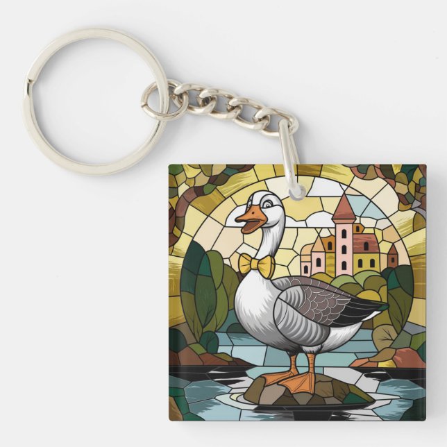 Porte-clefs Art du vitrail, Silly Goose Vitrail (Devant)