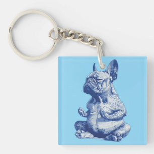 Porte-clefs Art du Zen Bulldog en position de méditation