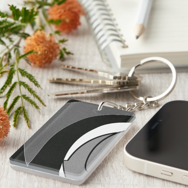 Porte-clefs Art en forme noir et blanc (Devant droit)