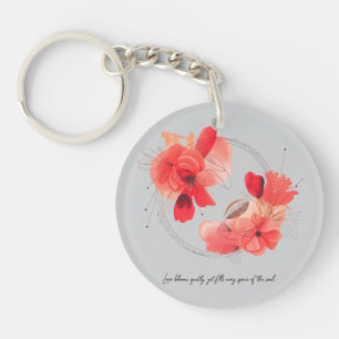 Porte-clefs Art floral abstrait élégant de corail