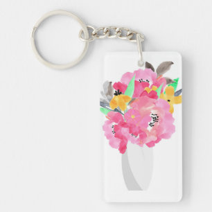 Porte-clefs Art floral d'aquarelle
