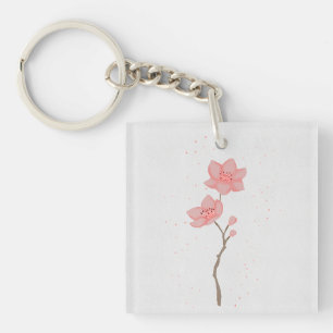 Porte-clefs Art floral minimaliste rose Sakura fleur de cerisi