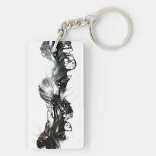 Porte-clefs Art fluide abstrait noir et blanc Lumière et Obscu