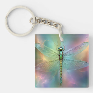 Porte-clefs Art fractal élégant de libellule pastel,