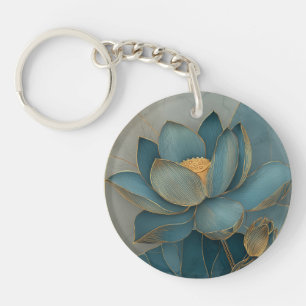 Porte-clefs Art géométrique en ligne de fleur de lotus sarcell