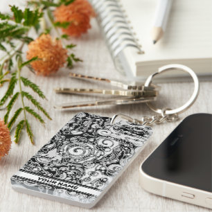 Porte-clefs Art Géométrique Noir Et Blanc 3