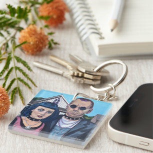 Porte-clefs Art gothique américain moderne inspiré de Grant Wo