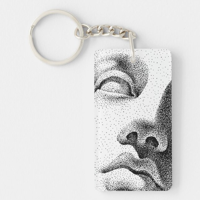 Porte-clefs Art matriciel : Visage de marbre classique (Devant)