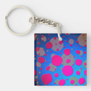 Porte-clefs Art moderne rose vif et bleu