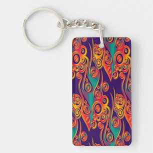 Porte-clefs Art Motif tatouage - flammes & cercles