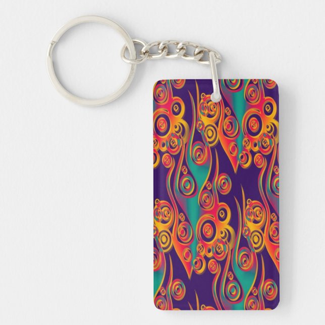 Porte-clefs Art Motif tatouage - flammes & cercles (Devant)