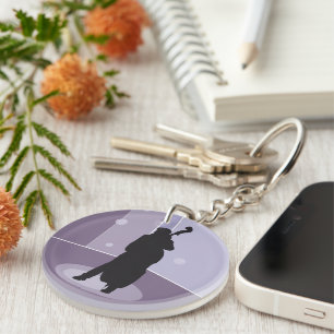 Porte-clefs Art musical minimaliste silhouette contrebasse