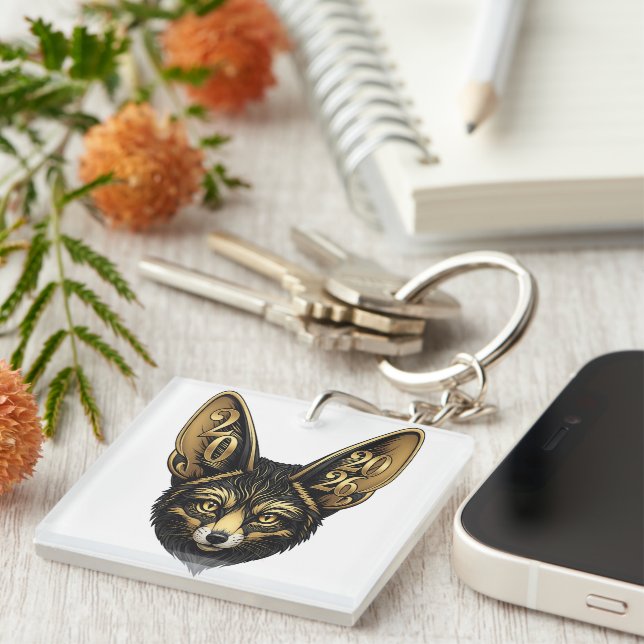 Porte-clefs Art noir et or année 2026 (Devant Droit)