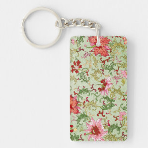 Porte-clefs Art Nouveau Chinois Floral Chinoiserie Vintage