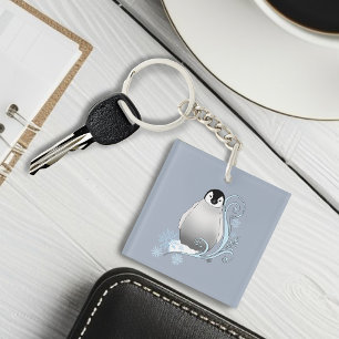 Porte-clefs Art Nouveau Flocons de Neige Manchot Hiver Fantais