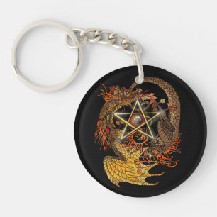 Porte-clefs Art Nouveau Pentacle Dragon~porte - clé