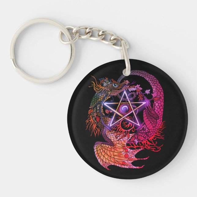 Porte-clefs Art Nouveau Pentacle Dragon~porte - clé (Devant)
